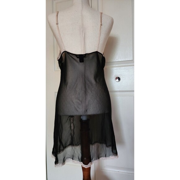 Victoria's Secret Sz Large Black Blush Pink Lace Lingerie Slip Sheer Nightgown - Picture 10 of 16
